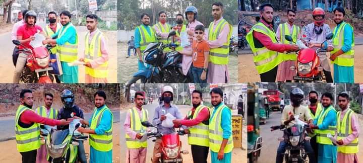 বড়লেখায় মোটরসাইকেল চালকদের মাঝে নিসচার ফুলেল শুভেচ্ছা ও প্রচারপত্র প্রদান