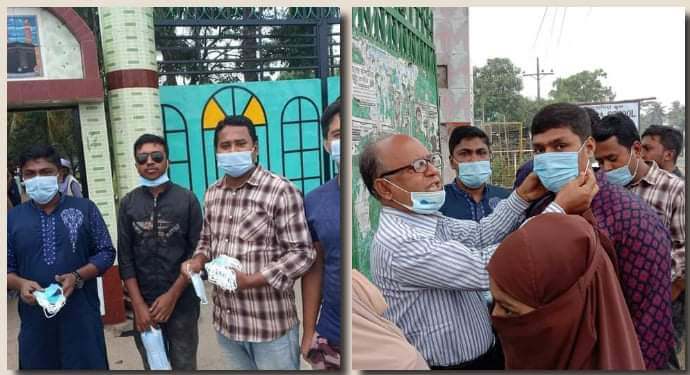 পাটকেলঘাটায় এসএসসি পরীক্ষার্থীদের মাঝে স্বেচ্ছাসেবক লীগের মাস্ক বিতরণ
