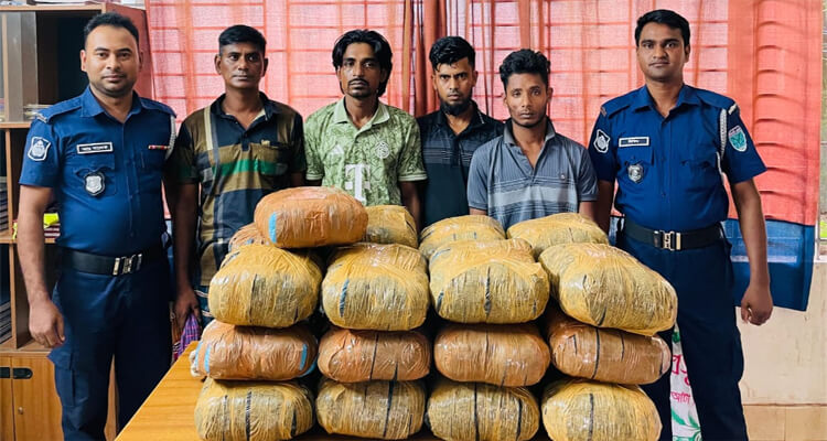 হবিগঞ্জে গাঁজাসহ চার মাদক ব্যবসায়ী গ্রেফতার