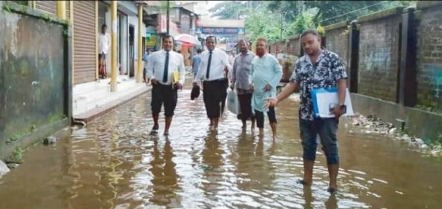 হবিগঞ্জে টানা   বৃষ্টিতে শহরের জনজীবন বিপর্যস্ত