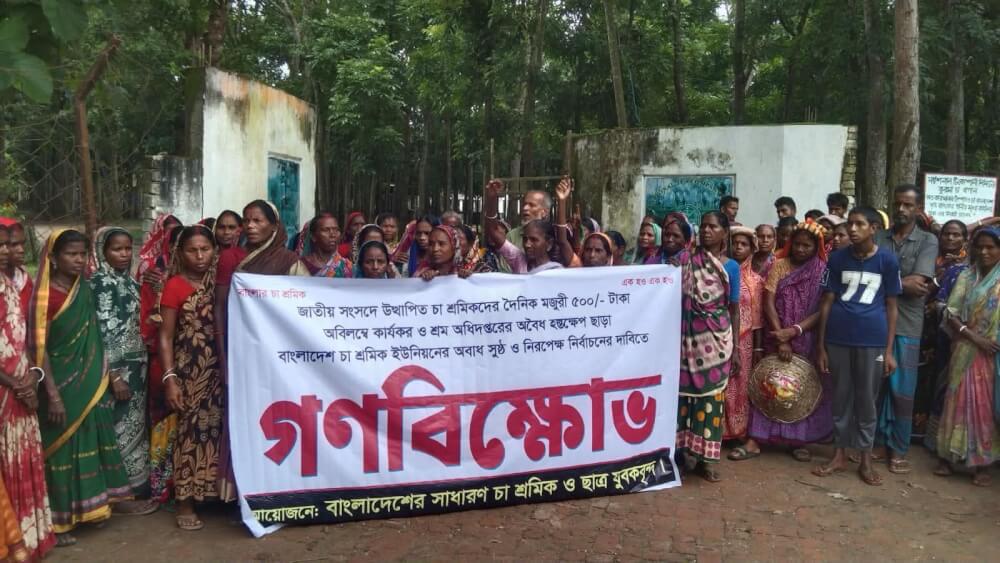 চা শ্রমিকদের মজুরি ৫০০ টাকা ও চা শ্রমিক ইউনিয়নের নির্বাচনের দাবিতে কমলগঞ্জে বিক্ষোভ সমাবেশ।।