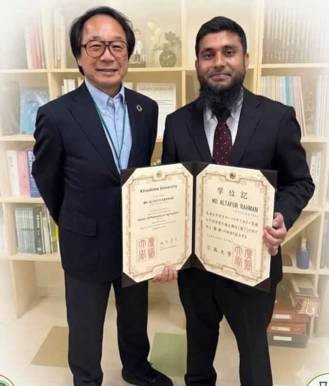 কৃষিতে ডক্টরেট ডিগ্রি অর্জন করলেন কুলাউড়ার রাসেল
